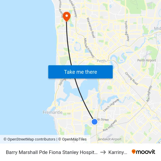Barry Marshall Pde Fiona Stanley Hospital to Karrinyup map