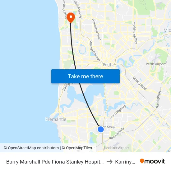 Barry Marshall Pde Fiona Stanley Hospital to Karrinyup map