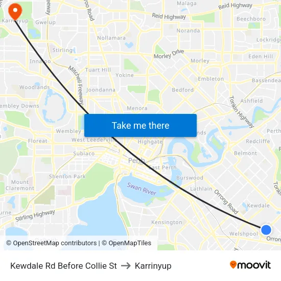 Kewdale Rd Before Collie St to Karrinyup map