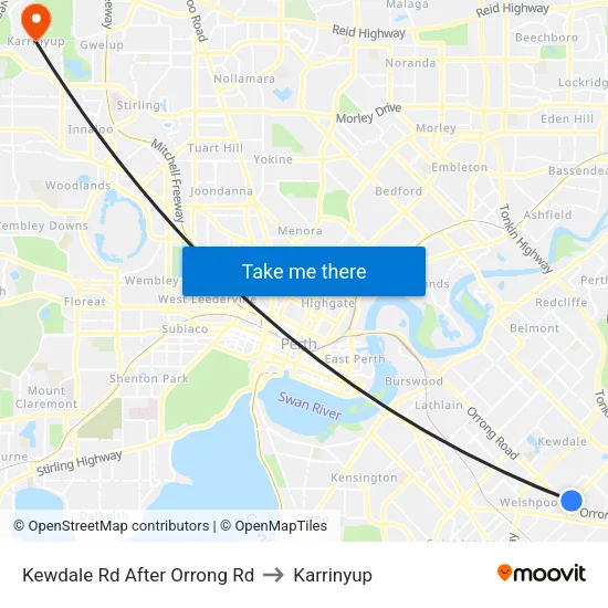 Kewdale Rd After Orrong Rd to Karrinyup map