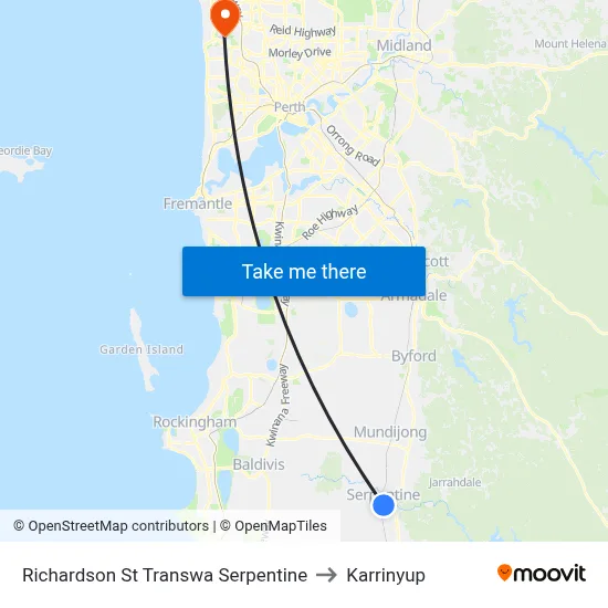 Richardson St Transwa Serpentine to Karrinyup map