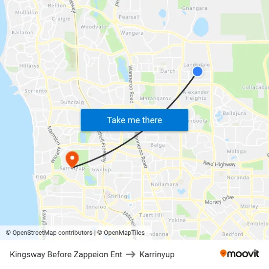Kingsway  Before Zappeion Ent to Karrinyup map