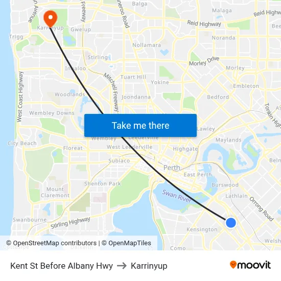 Kent St Before Albany Hwy to Karrinyup map