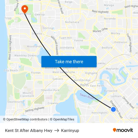 Kent St After Albany Hwy to Karrinyup map