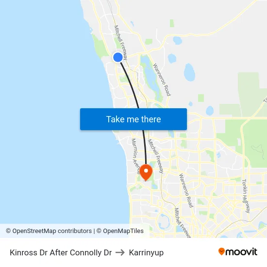 Kinross Dr After Connolly Dr to Karrinyup map