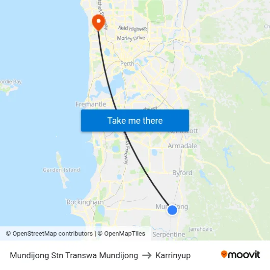 Mundijong Stn Transwa Mundijong to Karrinyup map