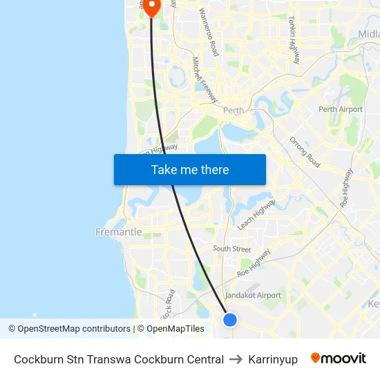 Cockburn Stn Transwa Cockburn Central to Karrinyup map