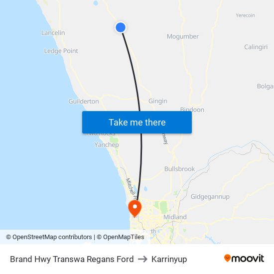 Brand Hwy Transwa Regans Ford to Karrinyup map