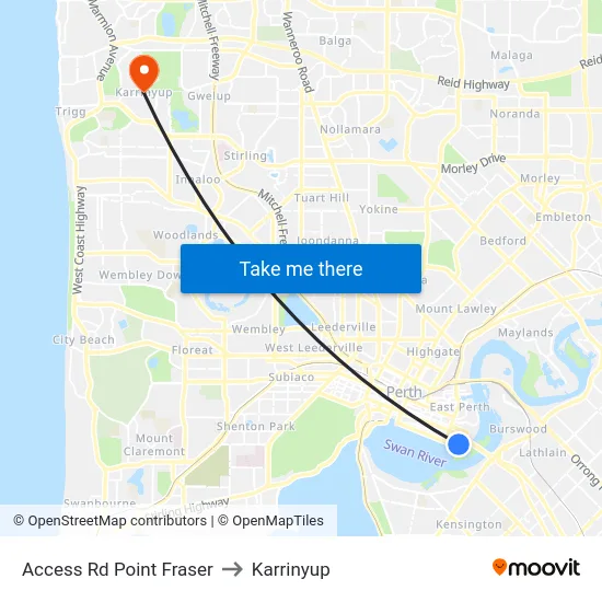 Access Rd Point Fraser to Karrinyup map