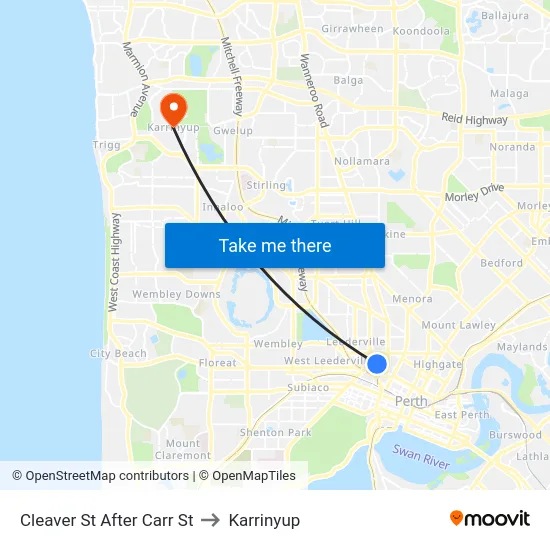 Cleaver St After Carr St to Karrinyup map