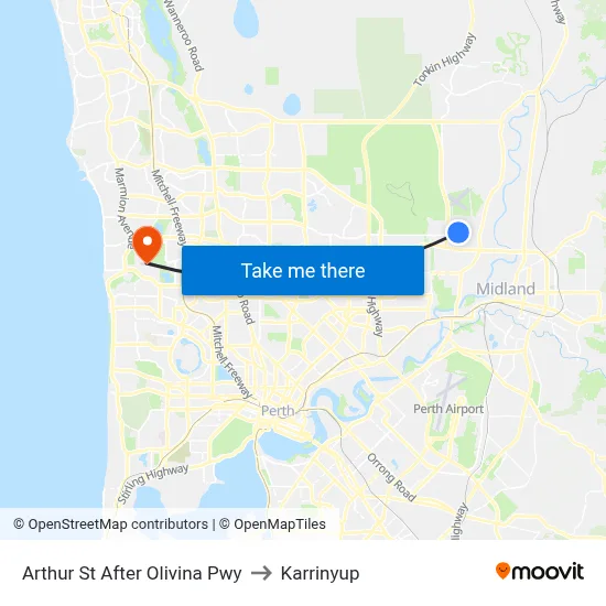 Arthur St After Olivina Pwy to Karrinyup map