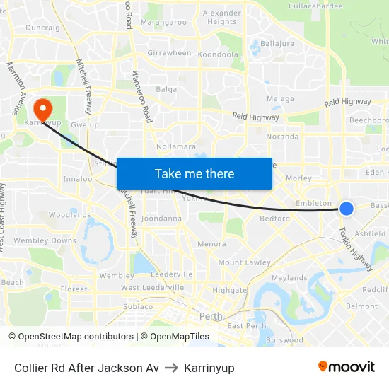 Collier Rd After Jackson Av to Karrinyup map