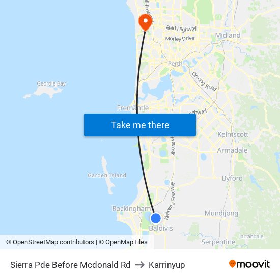 Sierra Pde Before Mcdonald Rd to Karrinyup map