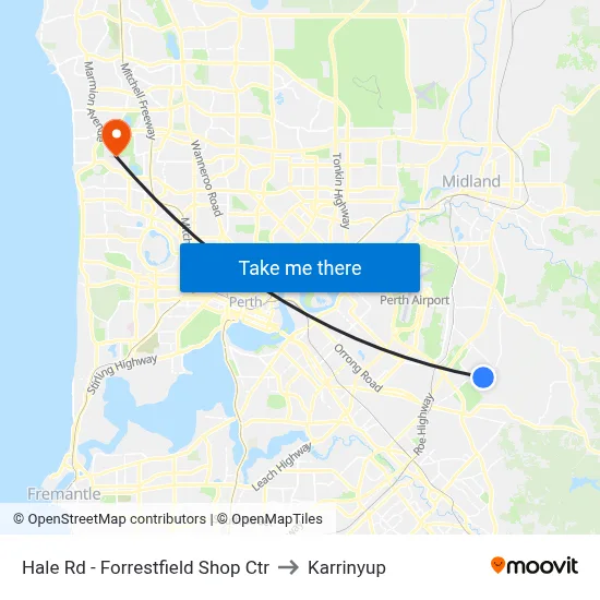 Hale Rd - Forrestfield Shop Ctr to Karrinyup map