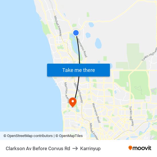 Clarkson Av Before Corvus Rd to Karrinyup map