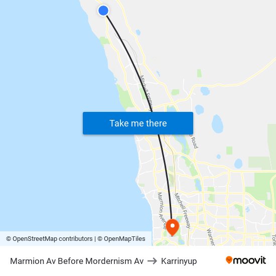 Marmion Av Before Mordernism Av to Karrinyup map