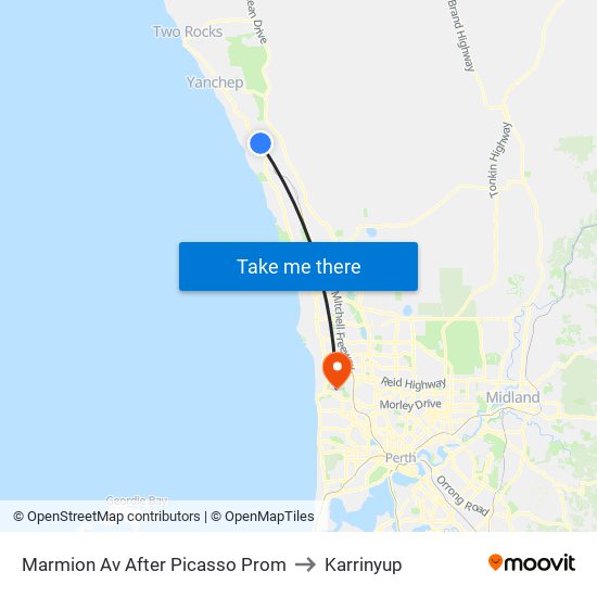 Marmion Av After Picasso Prom to Karrinyup map