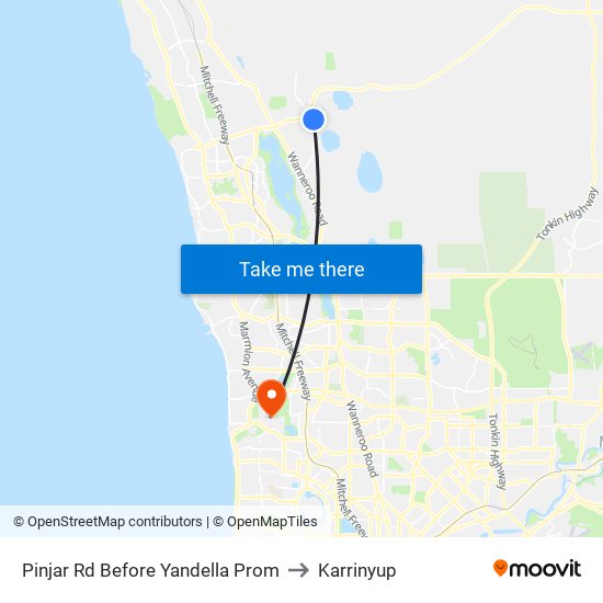 Pinjar Rd Before Yandella Prom to Karrinyup map