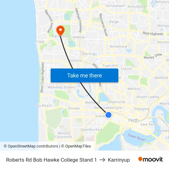 Roberts Rd Bob Hawke College Stand 1 to Karrinyup map