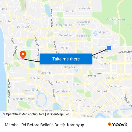 Marshall Rd Before Bellefin Dr to Karrinyup map