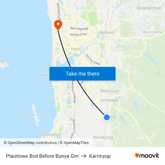 Plaistowe Bvd Before Bunya Grn to Karrinyup map