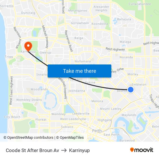 Coode St After Broun Av to Karrinyup map