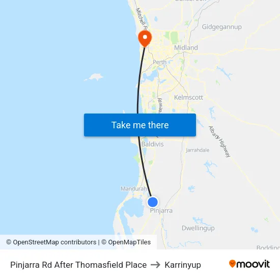 Pinjarra Rd After Thomasfield Pl to Karrinyup map