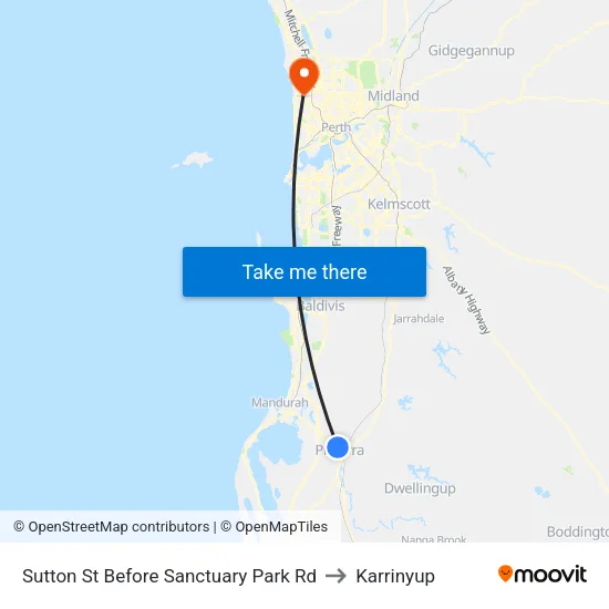 Sutton St Before Sanctuary Park Rd to Karrinyup map
