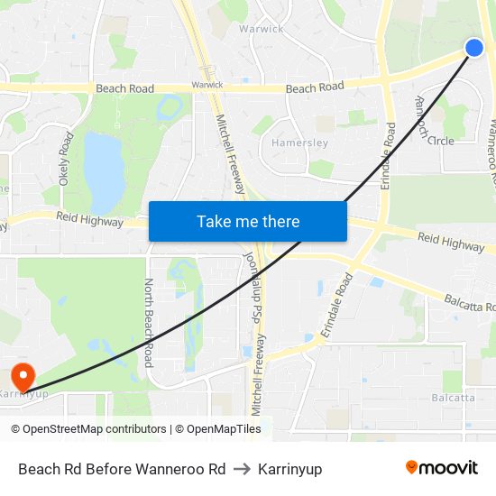 Beach Rd Before Wanneroo Rd to Karrinyup map