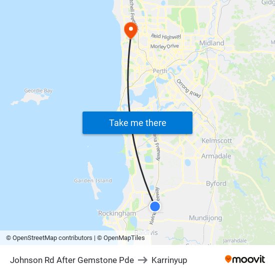 Johnson Rd After Gemstone Pde to Karrinyup map