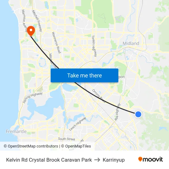 Kelvin Rd Crystal Brook Caravan Park to Karrinyup map