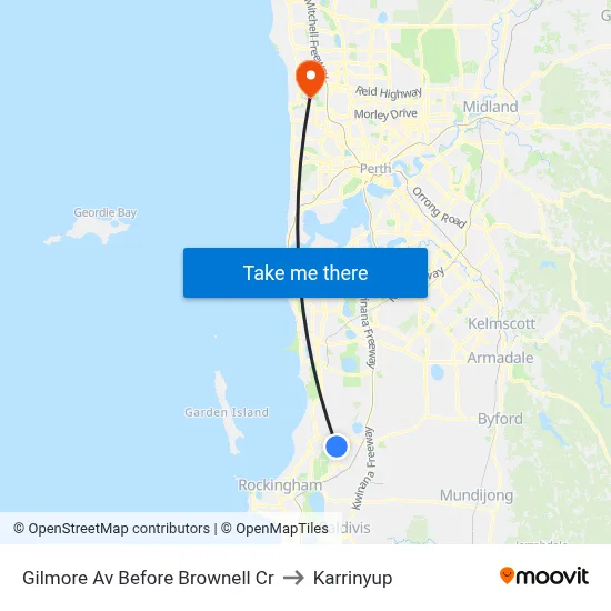 Gilmore Av Before Brownell Cr to Karrinyup map