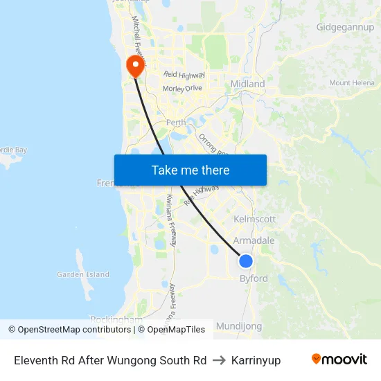 Eleventh Rd After Wungong South Rd to Karrinyup map