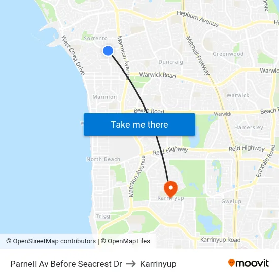Parnell Av Before Seacrest Dr to Karrinyup map