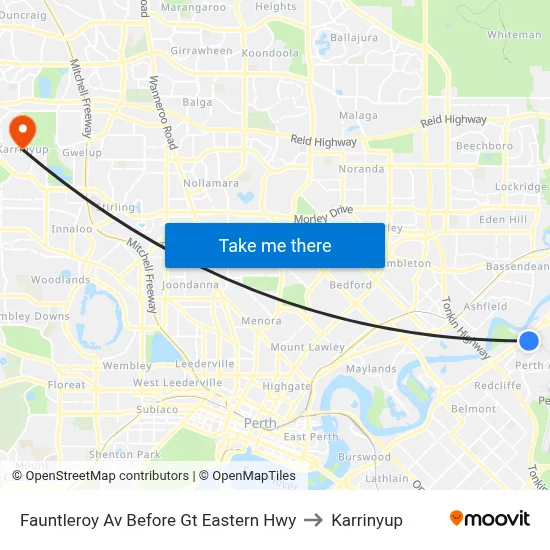 Fauntleroy Av Before Gt Eastern Hwy to Karrinyup map