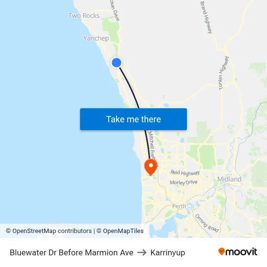 Bluewater Dr Before Marmion Ave to Karrinyup map