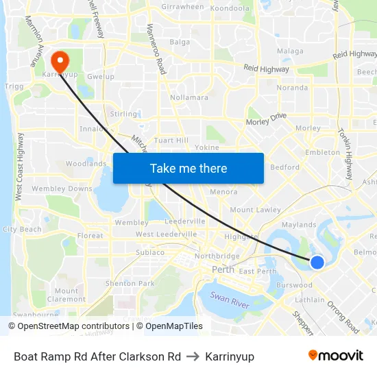 Boat Ramp Rd After Clarkson Rd to Karrinyup map