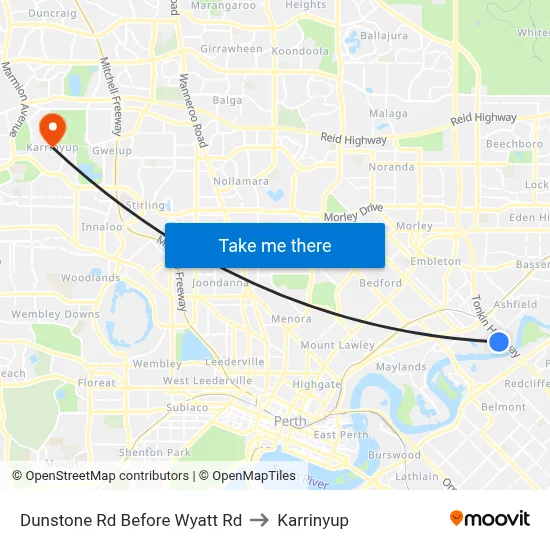 Dunstone Rd Before Wyatt Rd to Karrinyup map