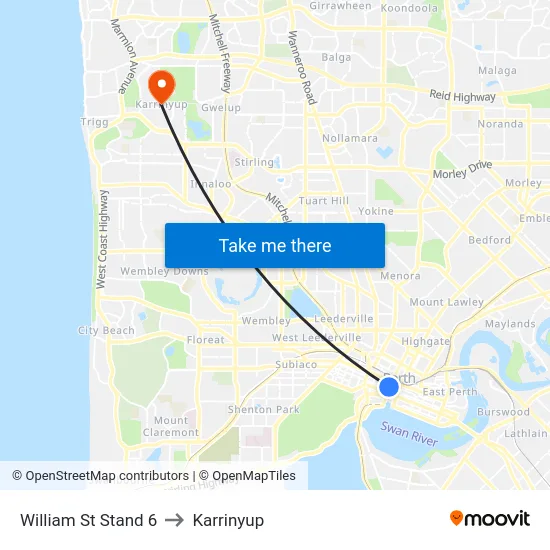 William St Stand 6 to Karrinyup map