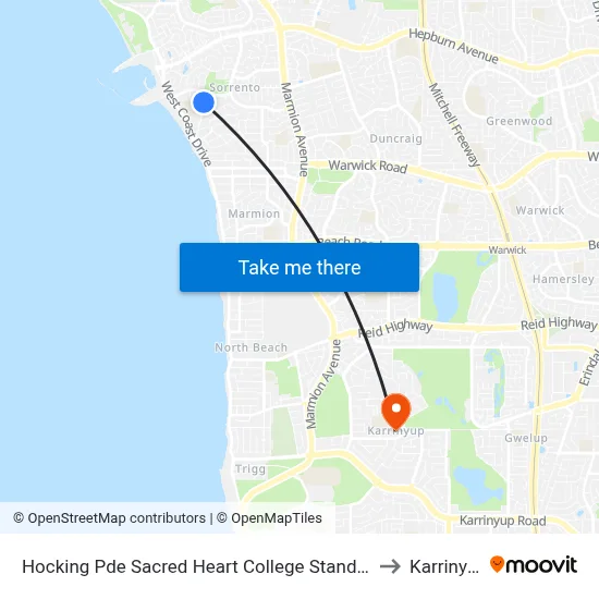 Hocking Pde Sacred Heart College Stand 1 & 2 to Karrinyup map