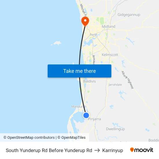 South Yunderup Rd Before Yunderup Rd to Karrinyup map