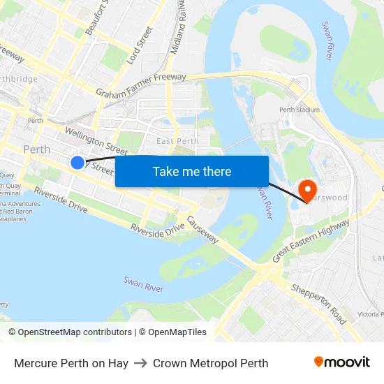 Mercure Perth on Hay to Crown Metropol Perth map