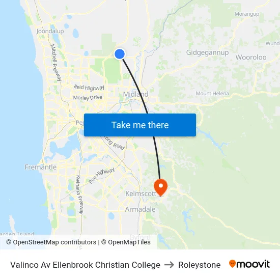 Valinco Av Ellenbrook Christian College to Roleystone map