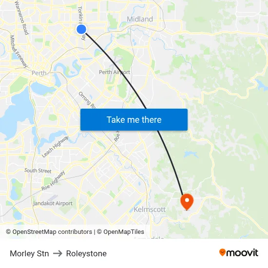Morley Stn to Roleystone map