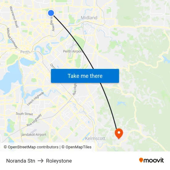 Noranda Stn to Roleystone map