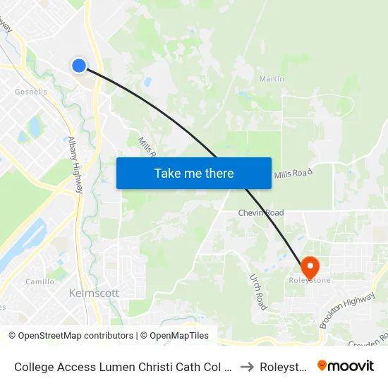 College Access Lumen Christi Cath Col Stand 4 to Roleystone map