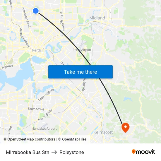 Mirrabooka Bus Stn to Roleystone map