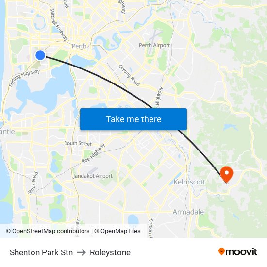 Shenton Park Stn to Roleystone map