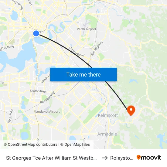St Georges Tce After William St Westbound to Roleystone map