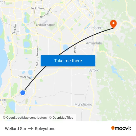 Wellard Stn to Roleystone map